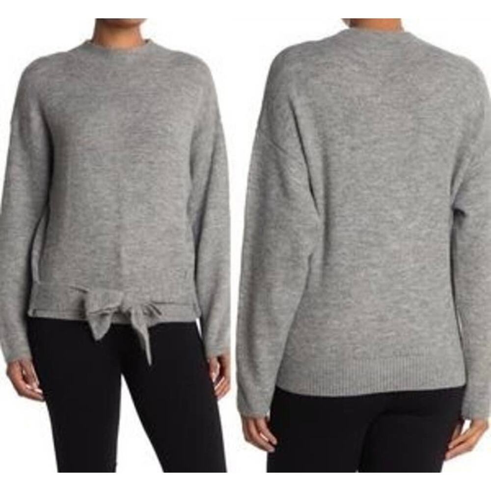 Wayf light gray large tieback sweater new with tags